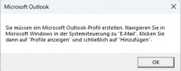 Sie müssen ein Microsoft Outlook-Profil erstellen. Navigieren Sie in Microsoft Windows in der Systemsteuerung zu E-Mail. Klicken Sie dann auf Profile anzeigen und schließlich auf Hinzufügen.